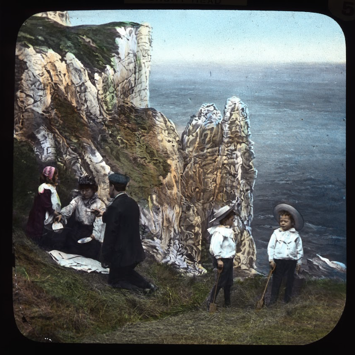 family on clifftop