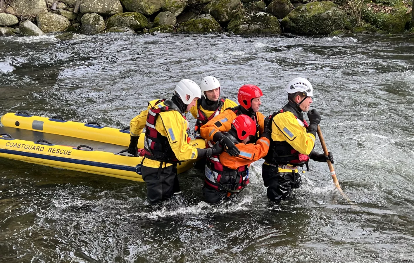 Coastguard doing river rescue